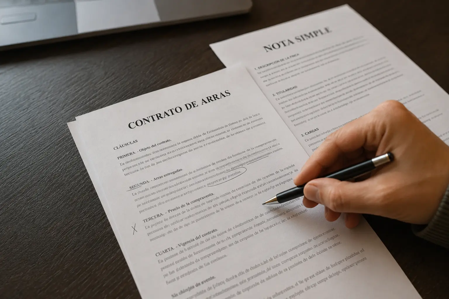 contrato de arras y nota simple de una vivienda